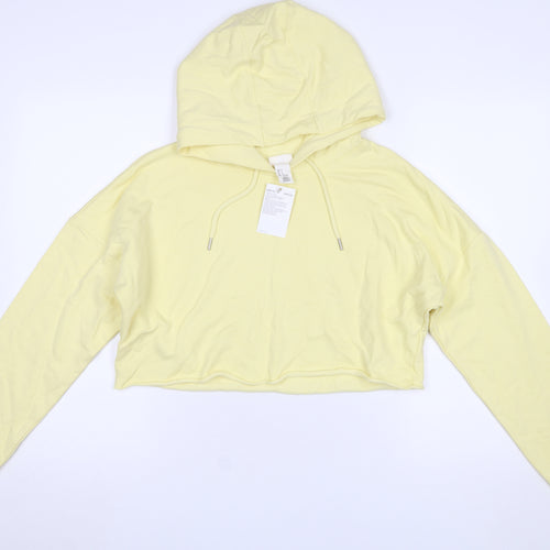 H&M Sport Yellow Cropped Hoodie Women’s Small Cotton Casual