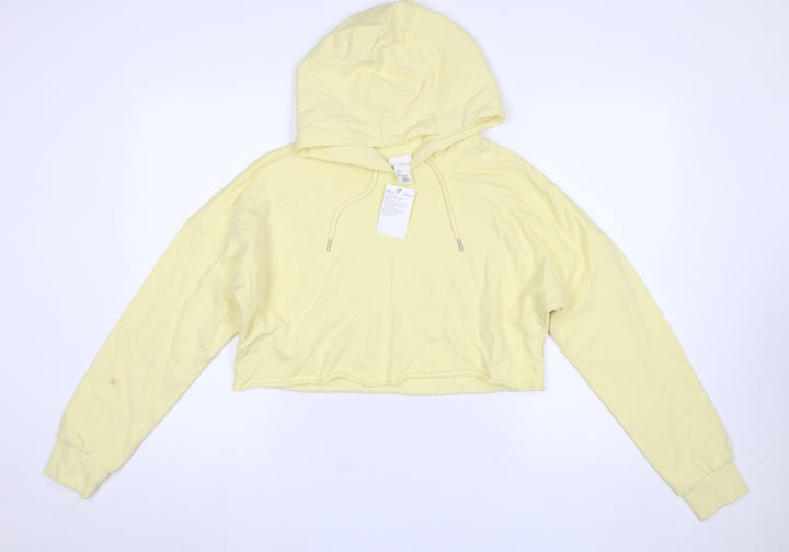 H&M Sport Yellow Cropped Hoodie Women’s Small Cotton Casual