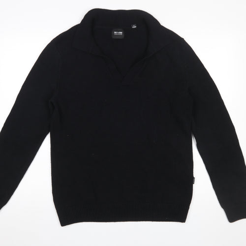 ONLY & SONS Men’s Black Cotton Blend V-Neck Pullover Jumper M