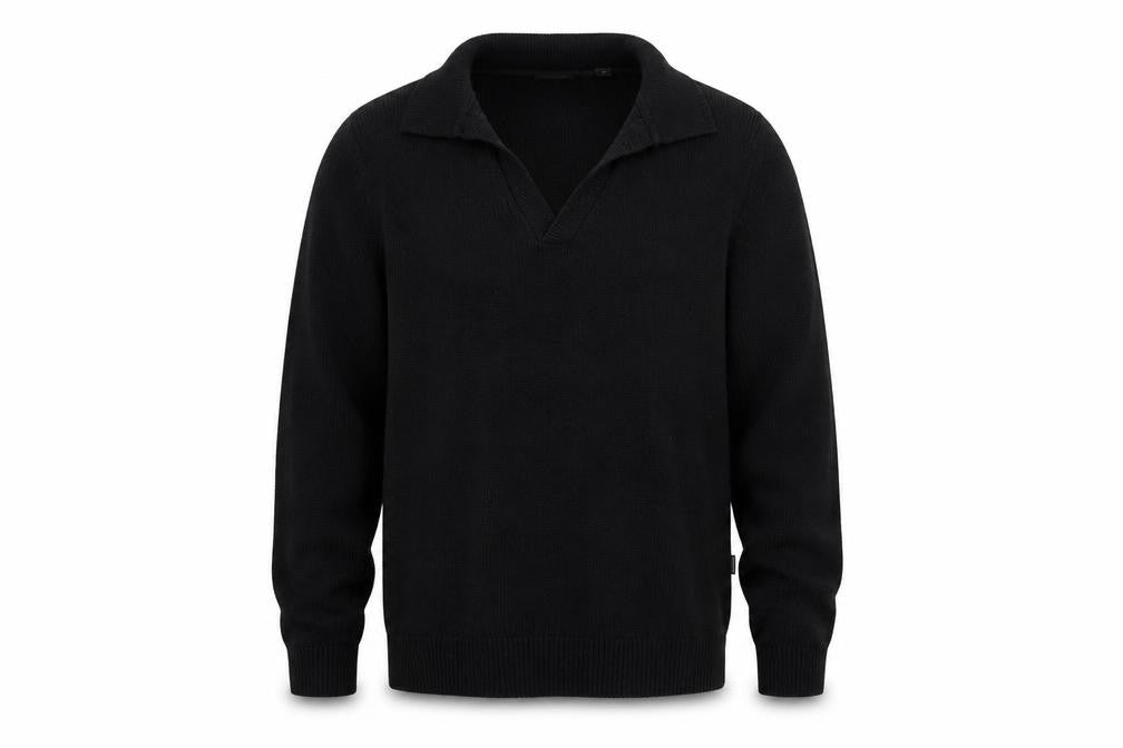 Front view of Only & Sons Men’s Black Cotton Blend V-Neck jumper M