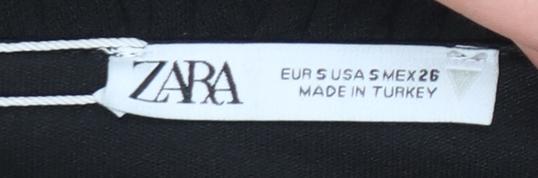 Zara Women Black S One Shoulder Ruched Bodycon Short Dress
