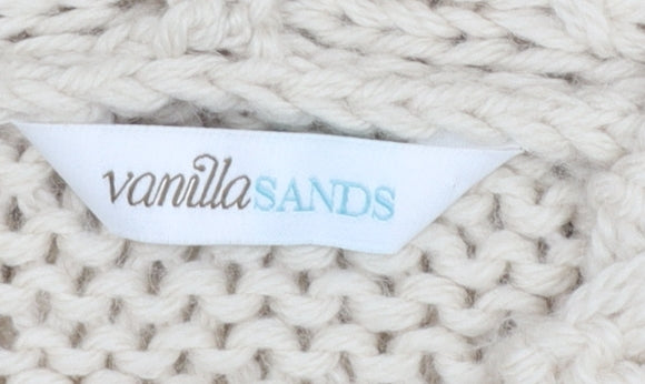 Vanilla Sands Women Beige Chunky Knit Sleeveless Shrug Size 10