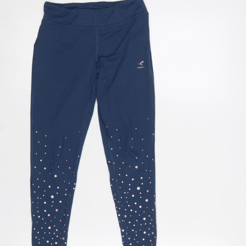 Energetics Girls Blue Sports Leggings 10 Years Ankle Length Polka Dot Stretch