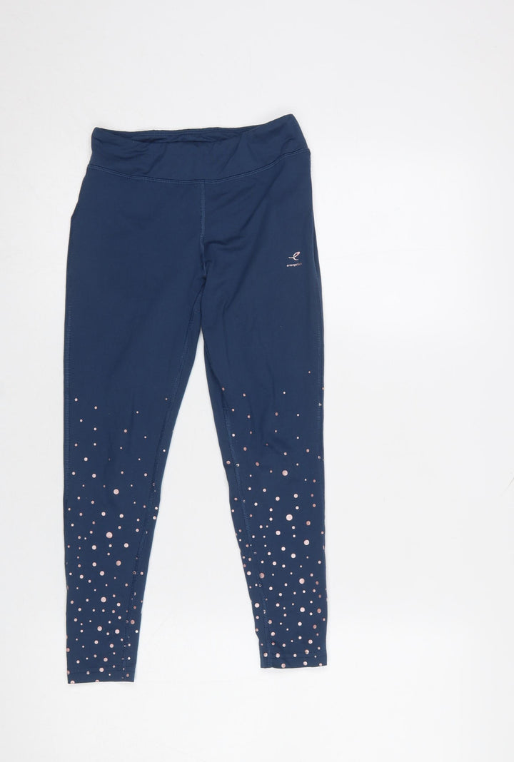 Energetics Girls Blue Sports Leggings 10 Years Ankle Length Polka Dot Stretch