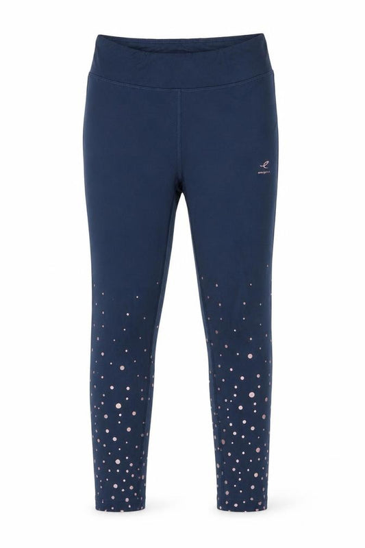 Front view of Energetics girls’ blue sports leggings 10 years ankle length polka dot stretch