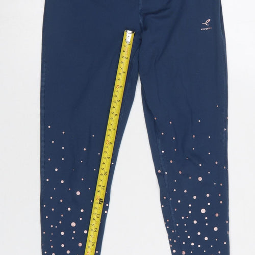 Energetics Girls Blue Sports Leggings 10 Years Ankle Length Polka Dot Stretch
