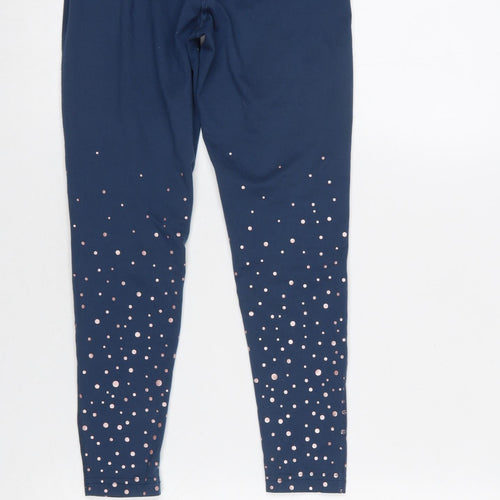 Energetics Girls Blue Sports Leggings 10 Years Ankle Length Polka Dot Stretch