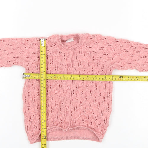 H&M Girls Pink Button Knit Cardigan 12-18 Months Polyester Blend