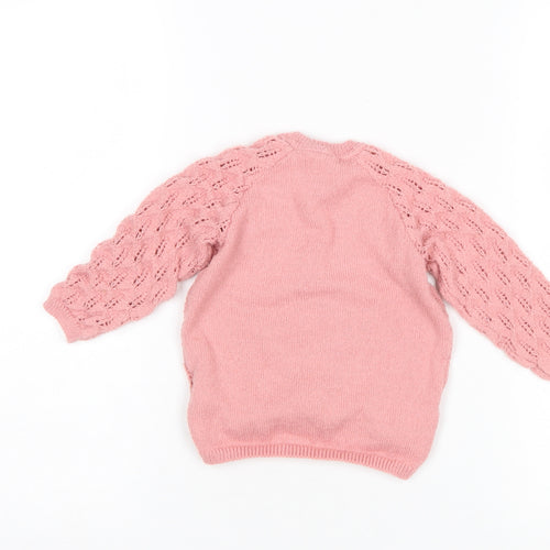 H&M Girls Pink Button Knit Cardigan 12-18 Months Polyester Blend