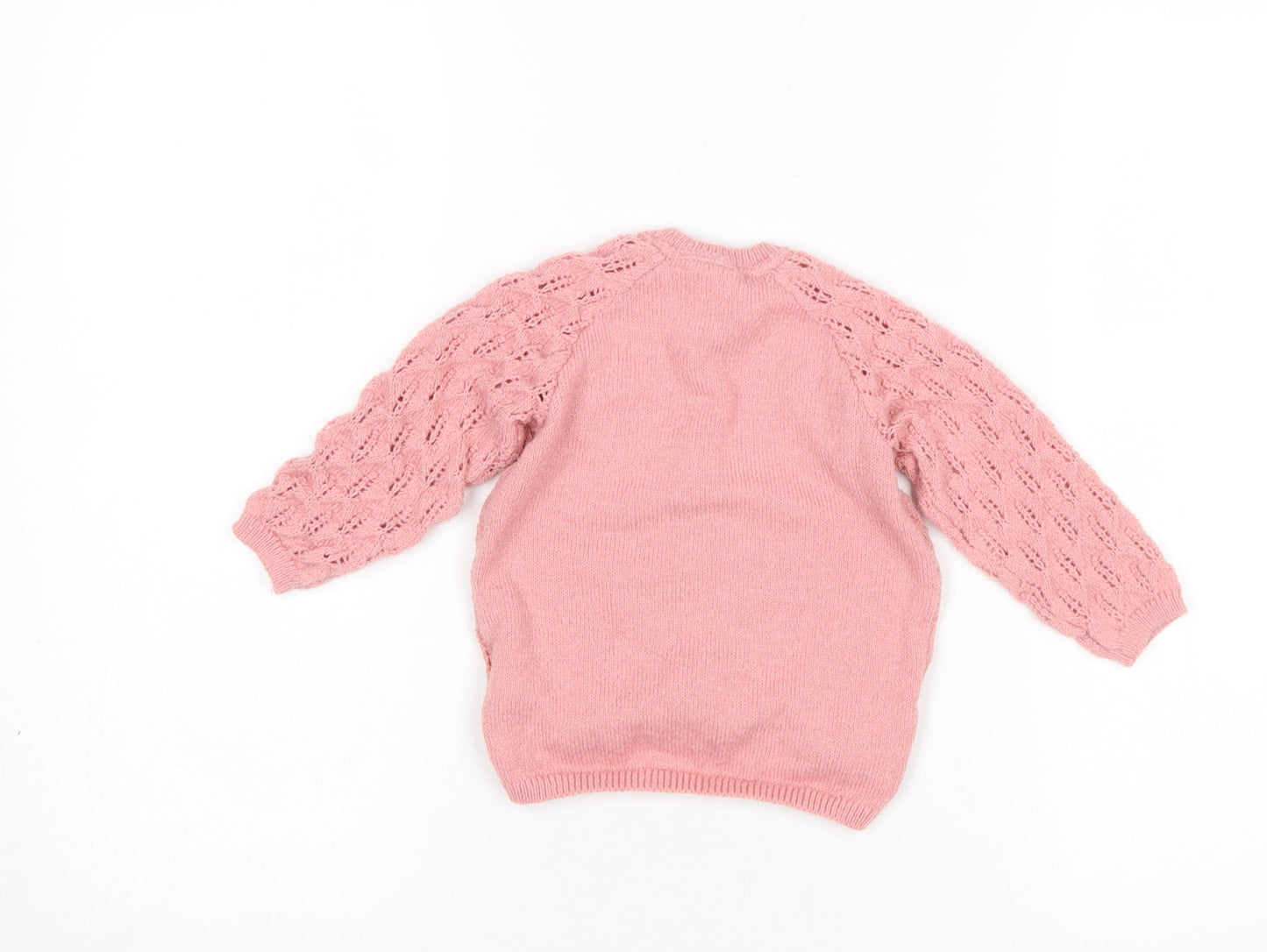 H&M Girls Pink Button Knit Cardigan 12-18 Months Polyester Blend