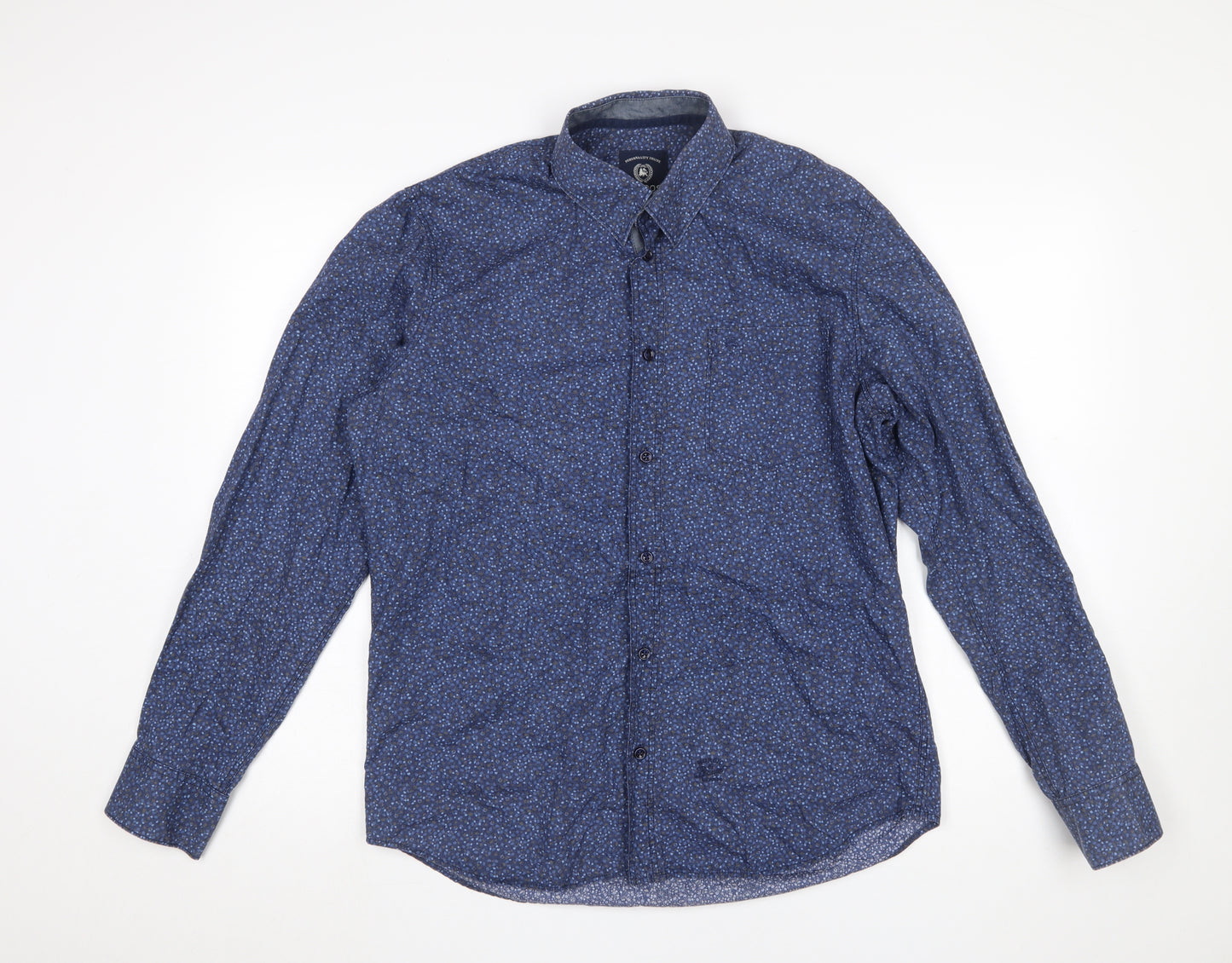 Lerros Men's Blue Floral Cotton Button-Up Long Sleeve Shirt M