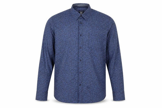 Front view of Lerros Men's Blue Floral Cotton Button-Up Long Sleeve Shirt M