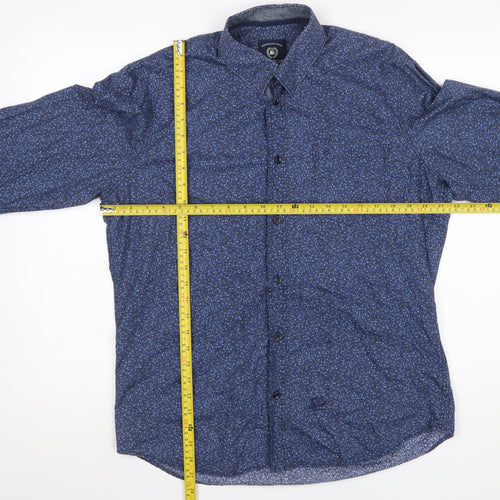Lerros Men's Blue Floral Cotton Button-Up Long Sleeve Shirt M