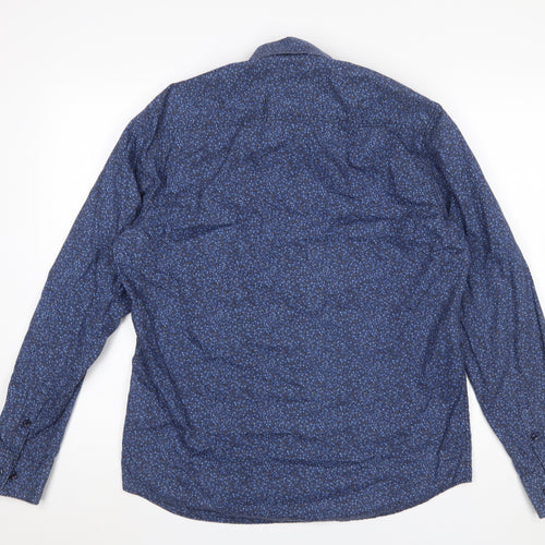 Lerros Men's Blue Floral Cotton Button-Up Long Sleeve Shirt M