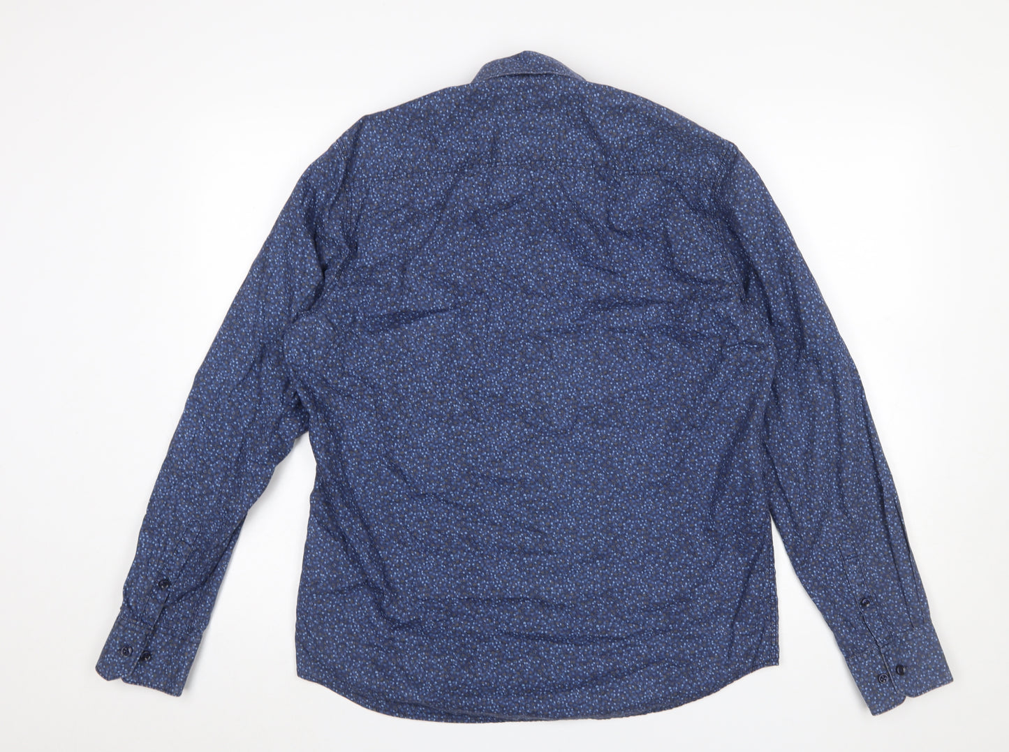Lerros Men's Blue Floral Cotton Button-Up Long Sleeve Shirt M