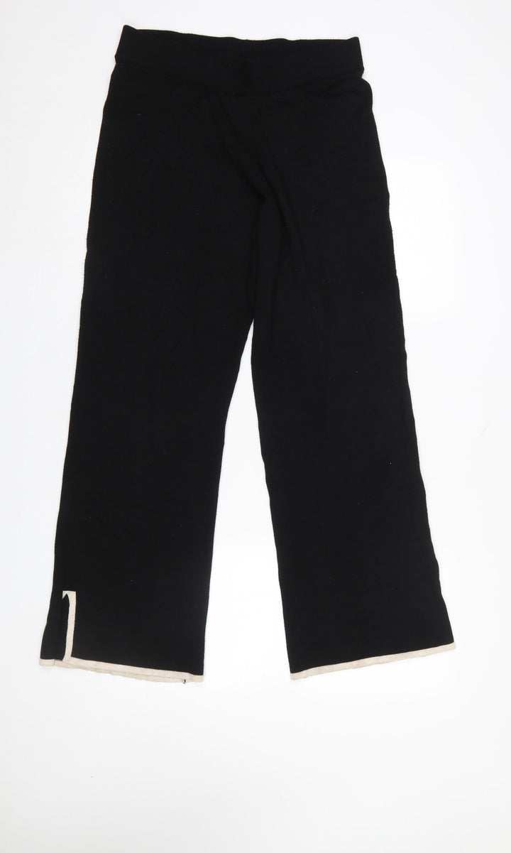 Dunnes Stores Womens Black Knit Straight Leg Trousers Size 14