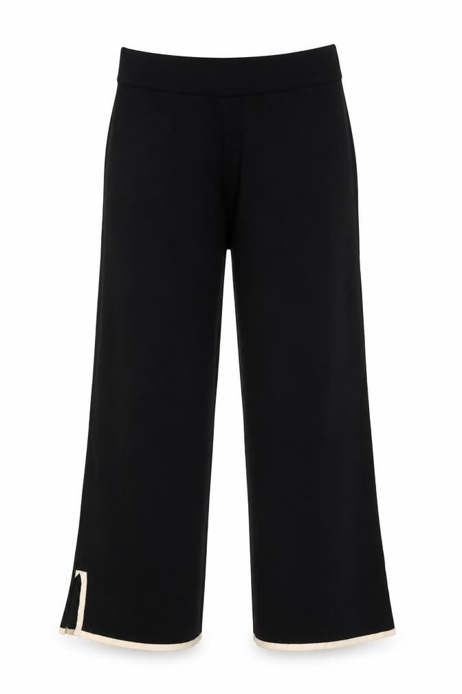 Dunnes Stores Womens Black Knit Straight Leg Trousers Size 14