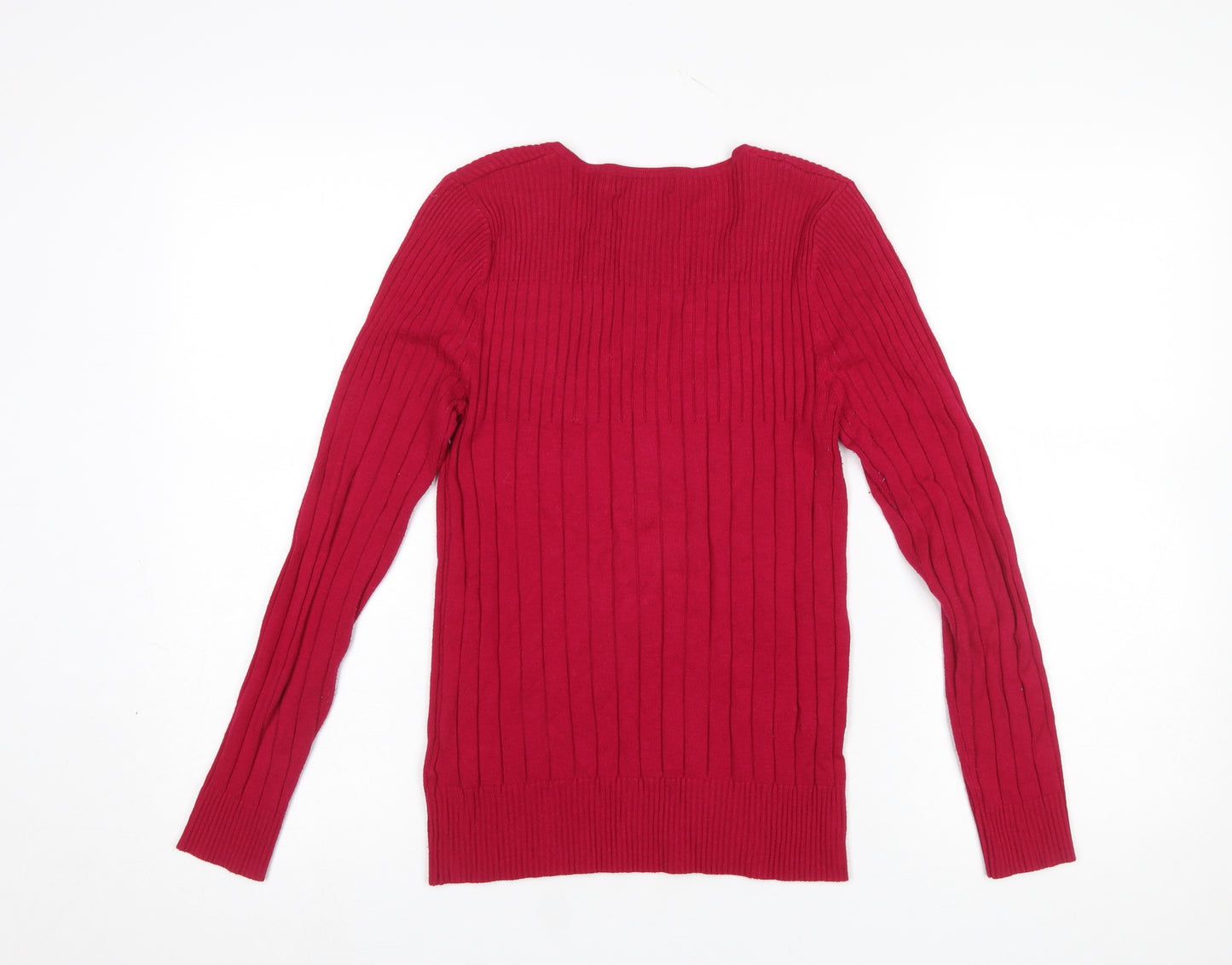 Marks and Spencer Women’s Red V-Neck Henley Jumper Size 10