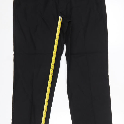 Marks and Spencer Men's Black Regular Fit Polyester Trousers 34W 31L