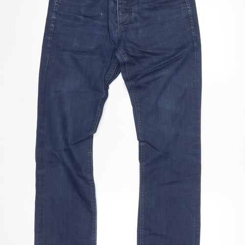 Jack & Jones Men's Blue Straight Regular Fit Denim Jeans 30W 32L