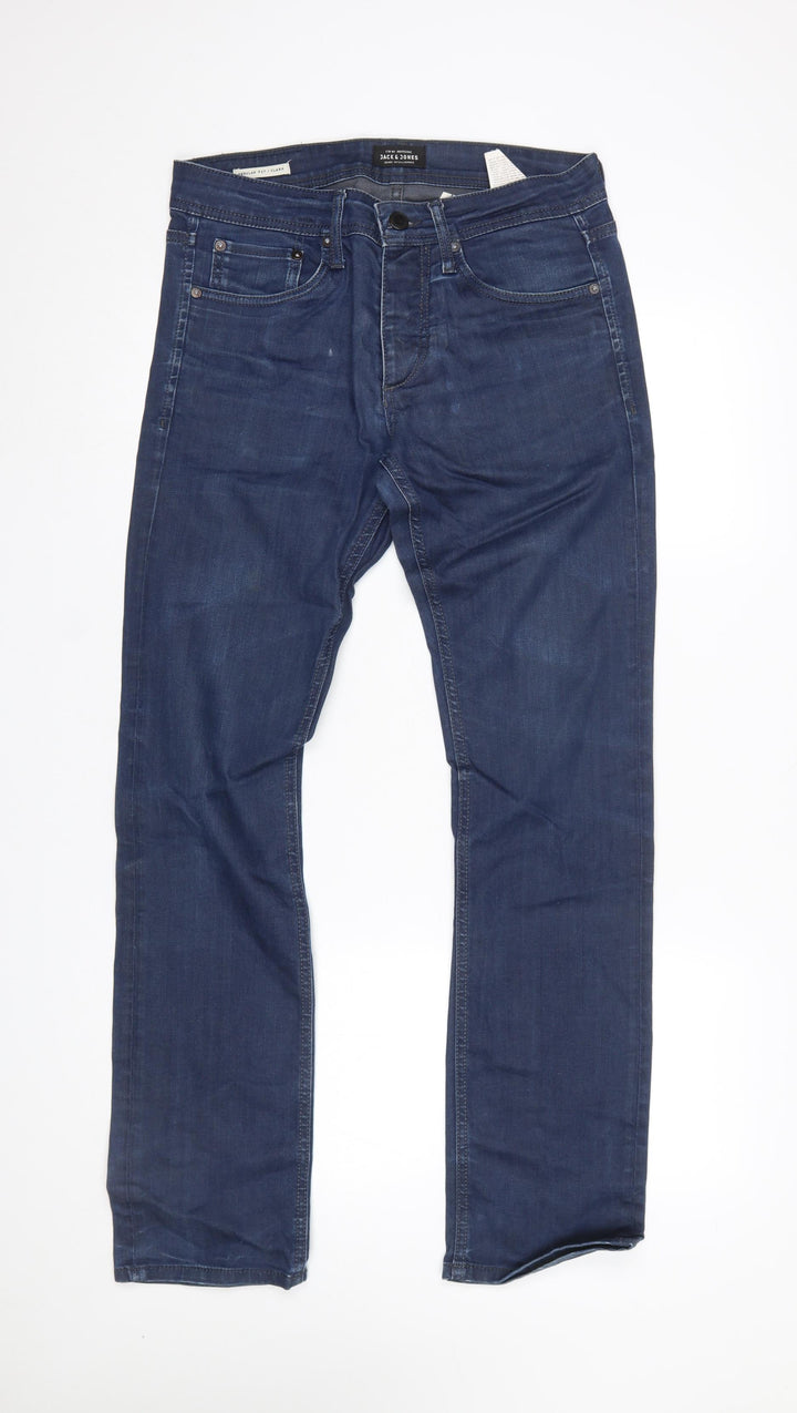 Jack & Jones Men's Blue Straight Regular Fit Denim Jeans 30W 32L