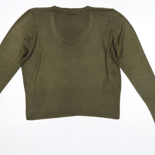 Marks and Spencer Per Una Women Green V-Neck Acrylic Jumper Size 16