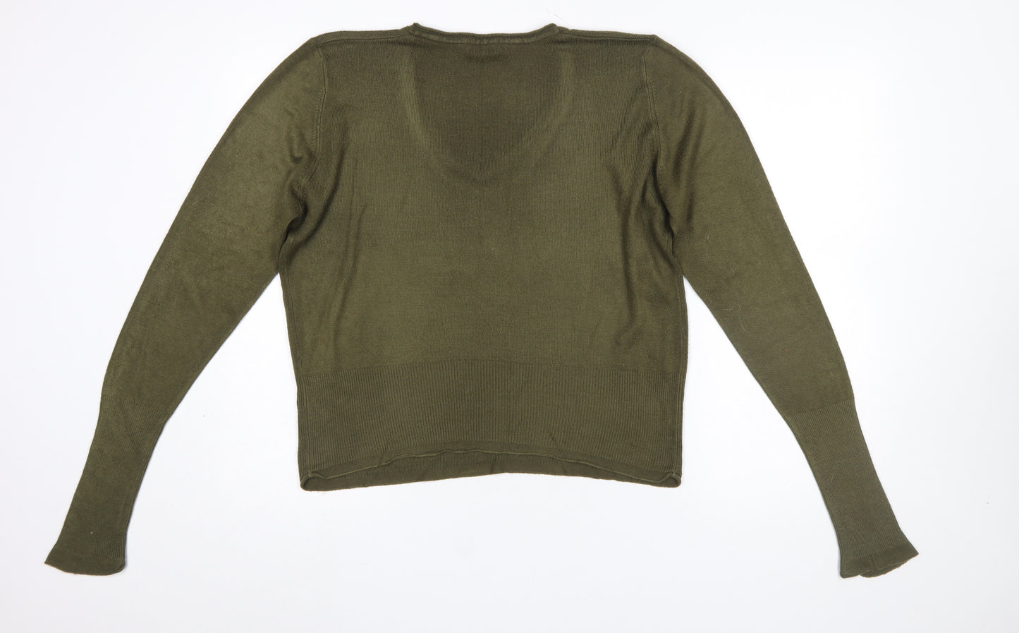 Marks and Spencer Per Una Women Green V-Neck Acrylic Jumper Size 16