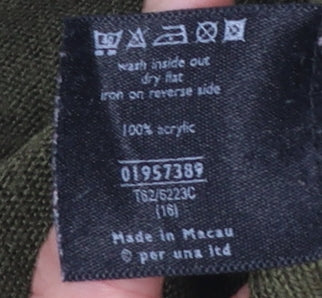 Marks and Spencer Per Una Women Green V-Neck Acrylic Jumper Size 16