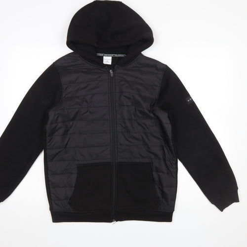 Holyfield Boys Black Hooded Puffer Jacket 12-14 Years Full Zip Quilted