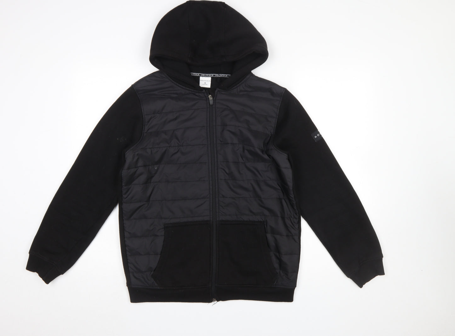 Holyfield Boys Black Hooded Puffer Jacket 12-14 Years Full Zip Quilted