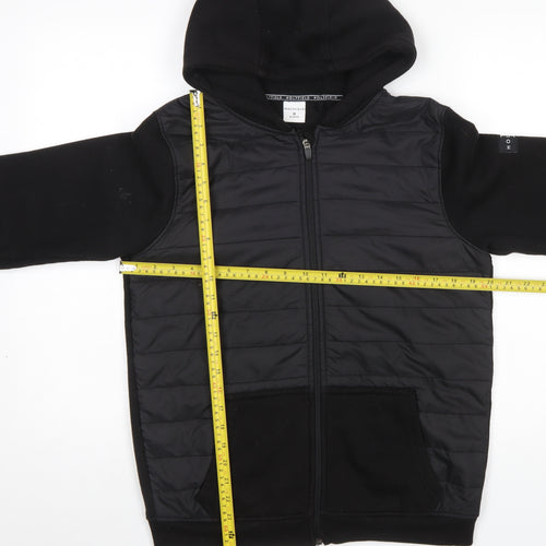 Holyfield Boys Black Hooded Puffer Jacket 12-14 Years Full Zip Quilted