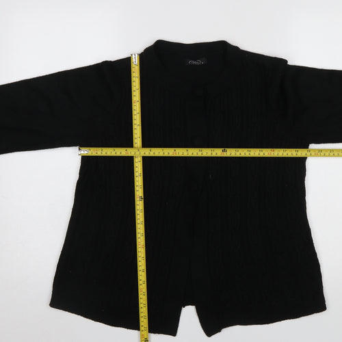 Bm Women's Black Cable-Knit Crew Neck Cardigan Size M