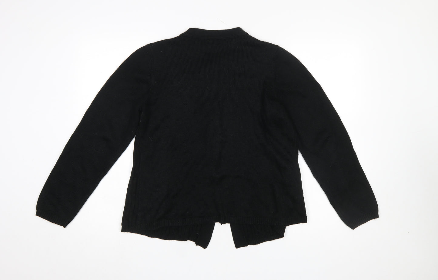 Bm Women's Black Cable-Knit Crew Neck Cardigan Size M