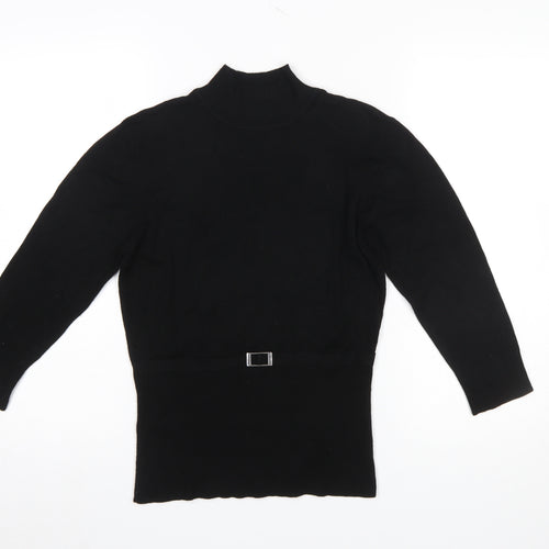 Wallis Petite Black Mock Neck Long Sleeve Pullover Jumper Size 12