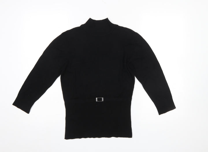 Wallis Petite Black Mock Neck Long Sleeve Pullover Jumper Size 12
