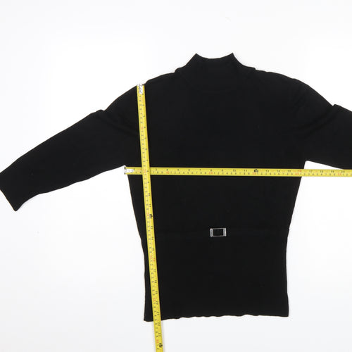 Wallis Petite Black Mock Neck Long Sleeve Pullover Jumper Size 12