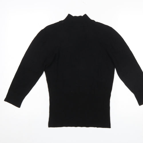 Wallis Petite Black Mock Neck Long Sleeve Pullover Jumper Size 12
