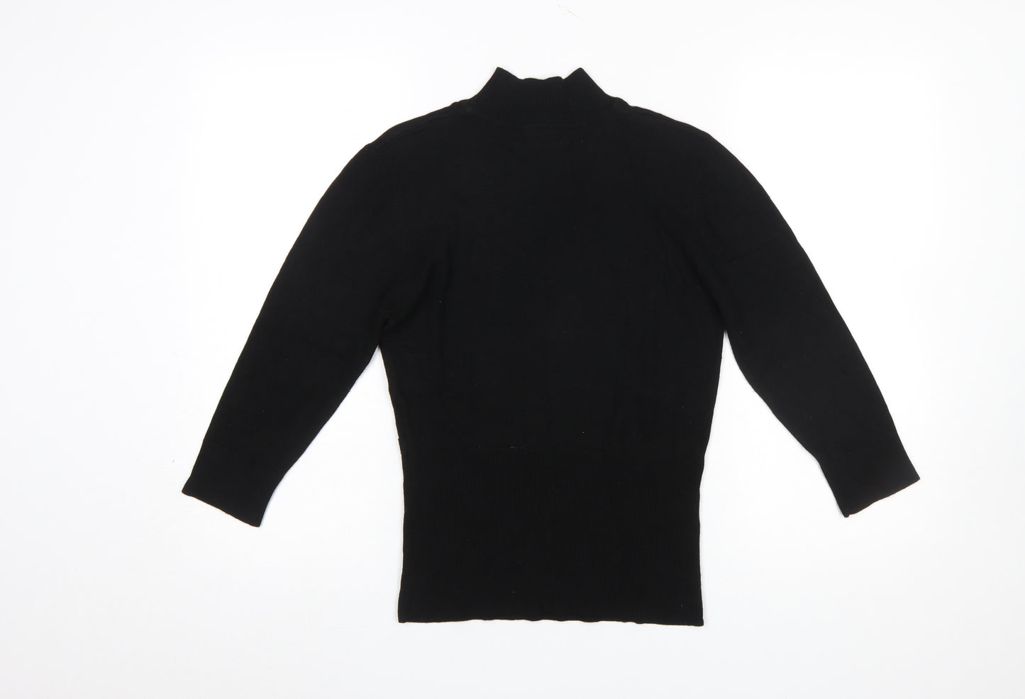 Wallis Petite Black Mock Neck Long Sleeve Pullover Jumper Size 12