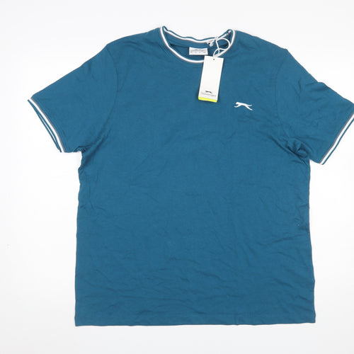 Slazenger Men's Blue Crew Neck Short Sleeve Cotton T-Shirt L