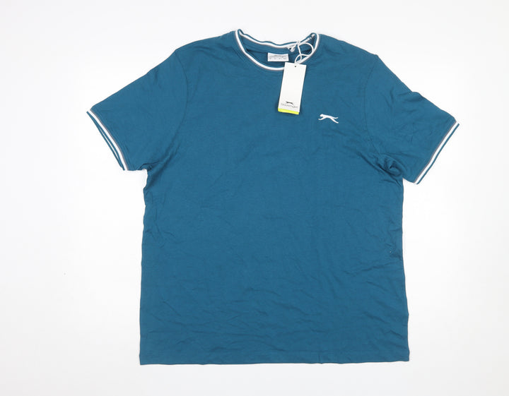 Slazenger Men's Blue Crew Neck Short Sleeve Cotton T-Shirt L