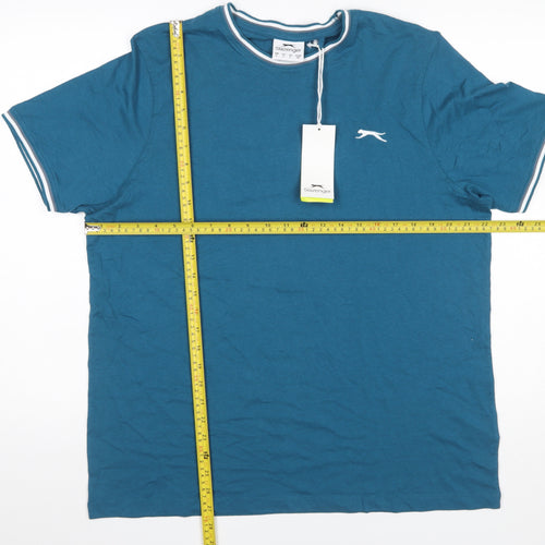 Slazenger Men's Blue Crew Neck Short Sleeve Cotton T-Shirt L