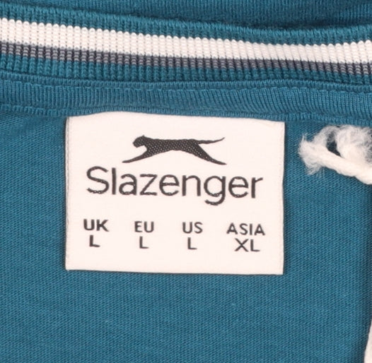 Slazenger Men's Blue Crew Neck Short Sleeve Cotton T-Shirt L