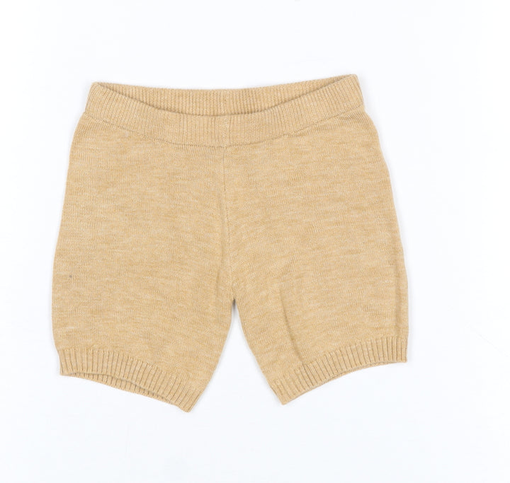 Next Baby Beige Knit Shorts 0-3 Months Unisex Soft Elastic Waist