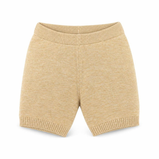 Front view of Next Baby Beige Knit Shorts 0-3 Months unisex soft elastic waist