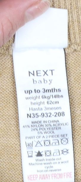 Next Baby Beige Knit Shorts 0-3 Months Unisex Soft Elastic Waist
