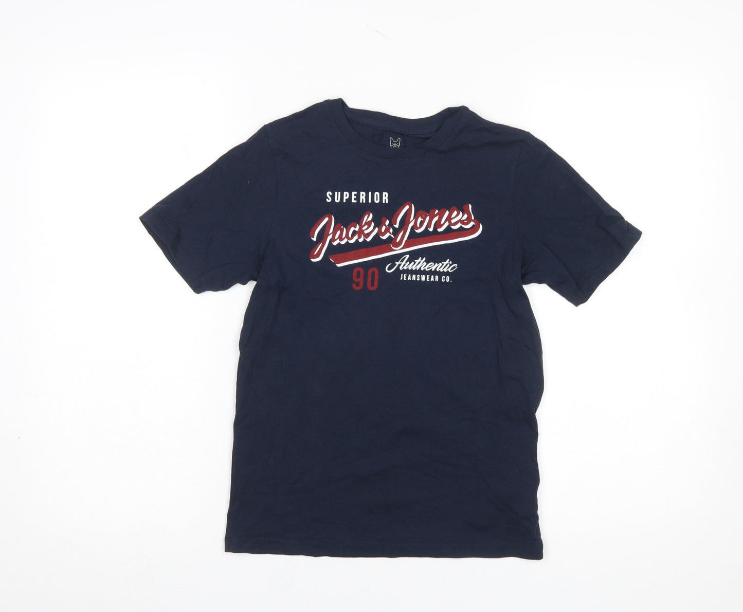 Jack & Jones Boys Blue Graphic Logo Crew Neck Cotton T-Shirt 12 Years