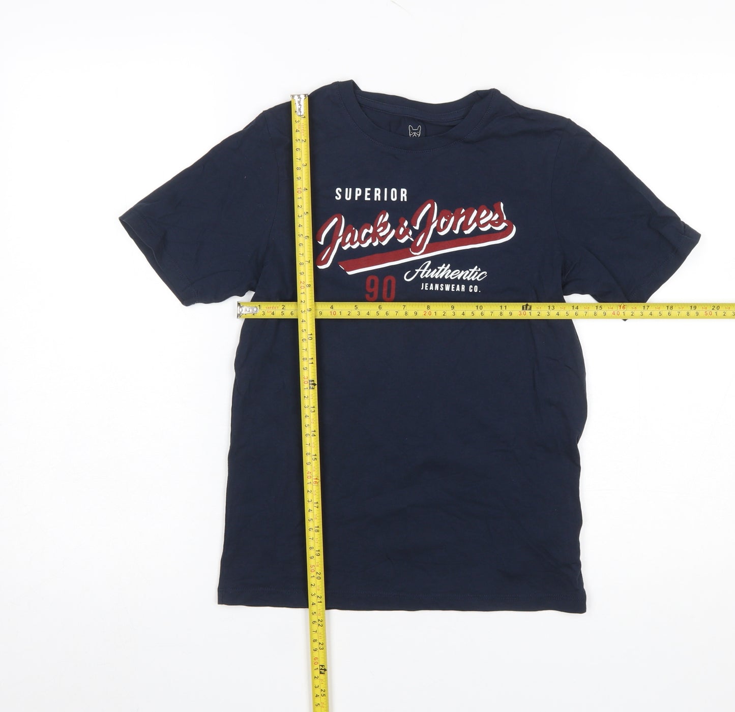 Jack & Jones Boys Blue Graphic Logo Crew Neck Cotton T-Shirt 12 Years