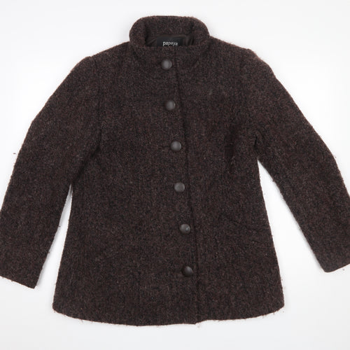 Papaya Women Brown Wool Blend Button Overcoat Size 14