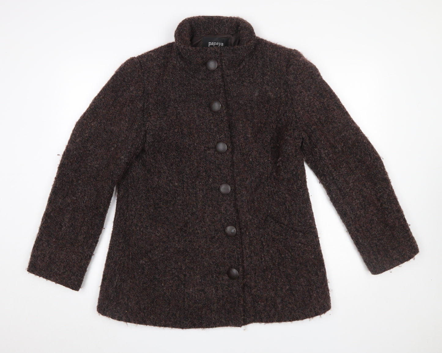 Papaya Women Brown Wool Blend Button Overcoat Size 14