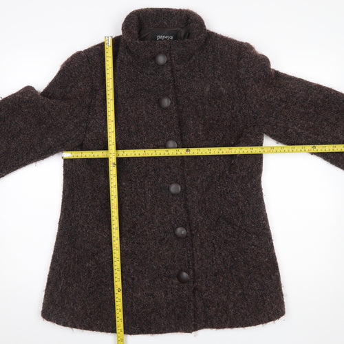 Papaya Women Brown Wool Blend Button Overcoat Size 14